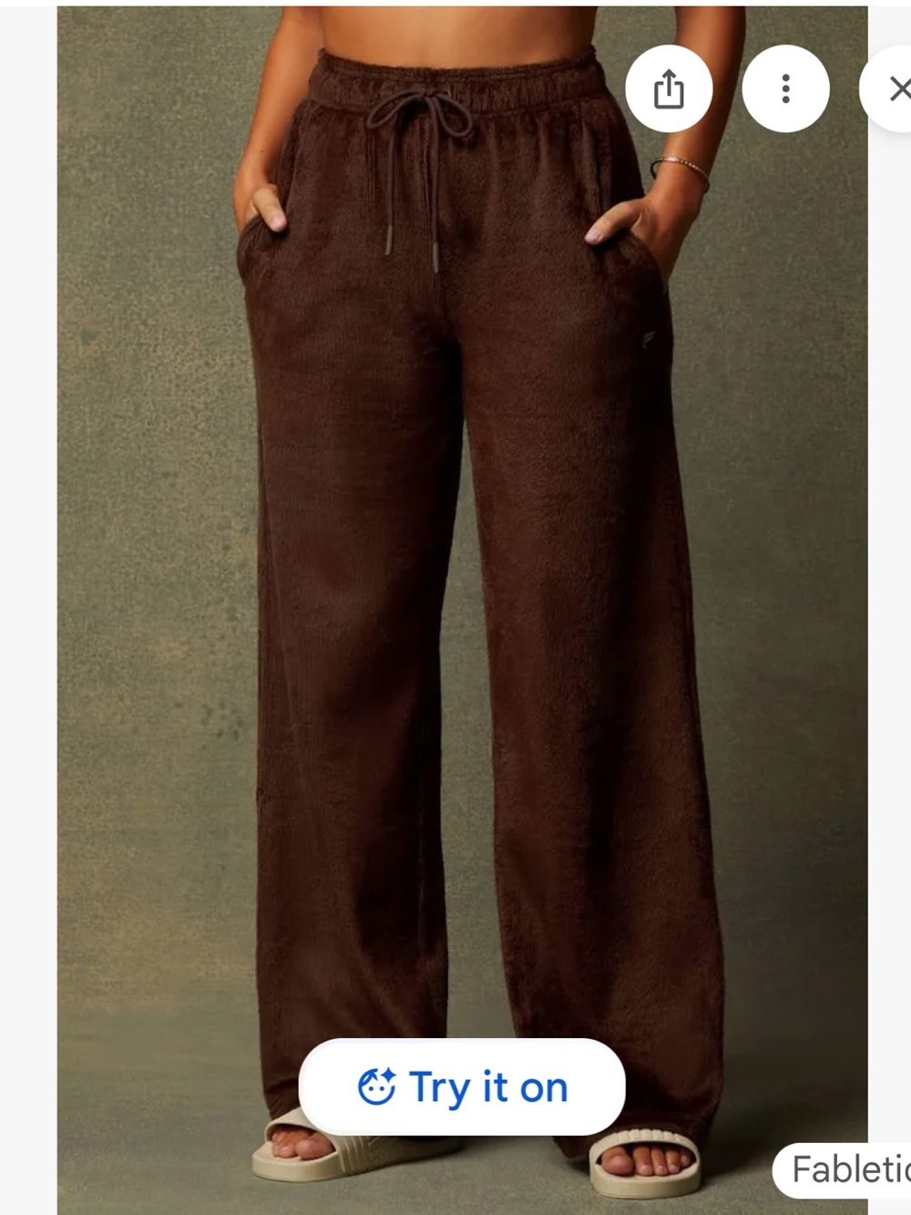 Fabletics Fuzzy Wide-Leg Lounge Pants in Rich Brown